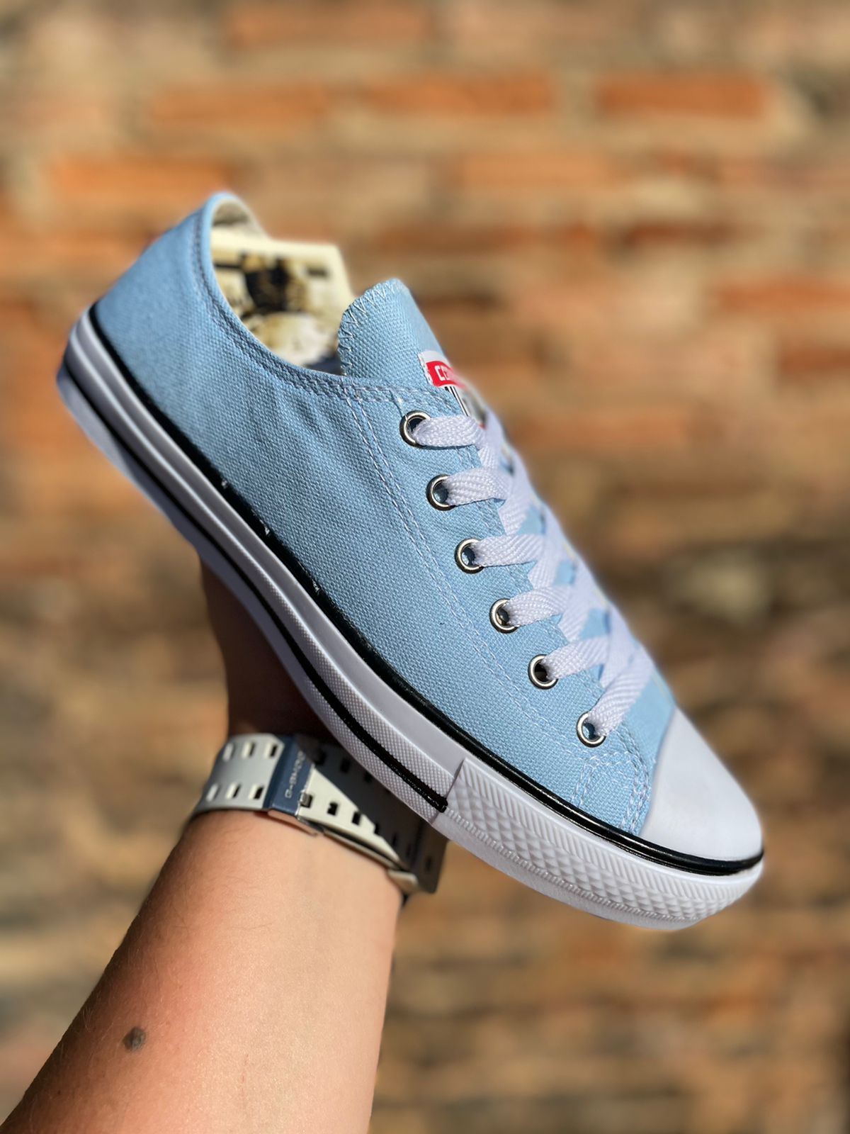 All star azul claro cano fashion baixo